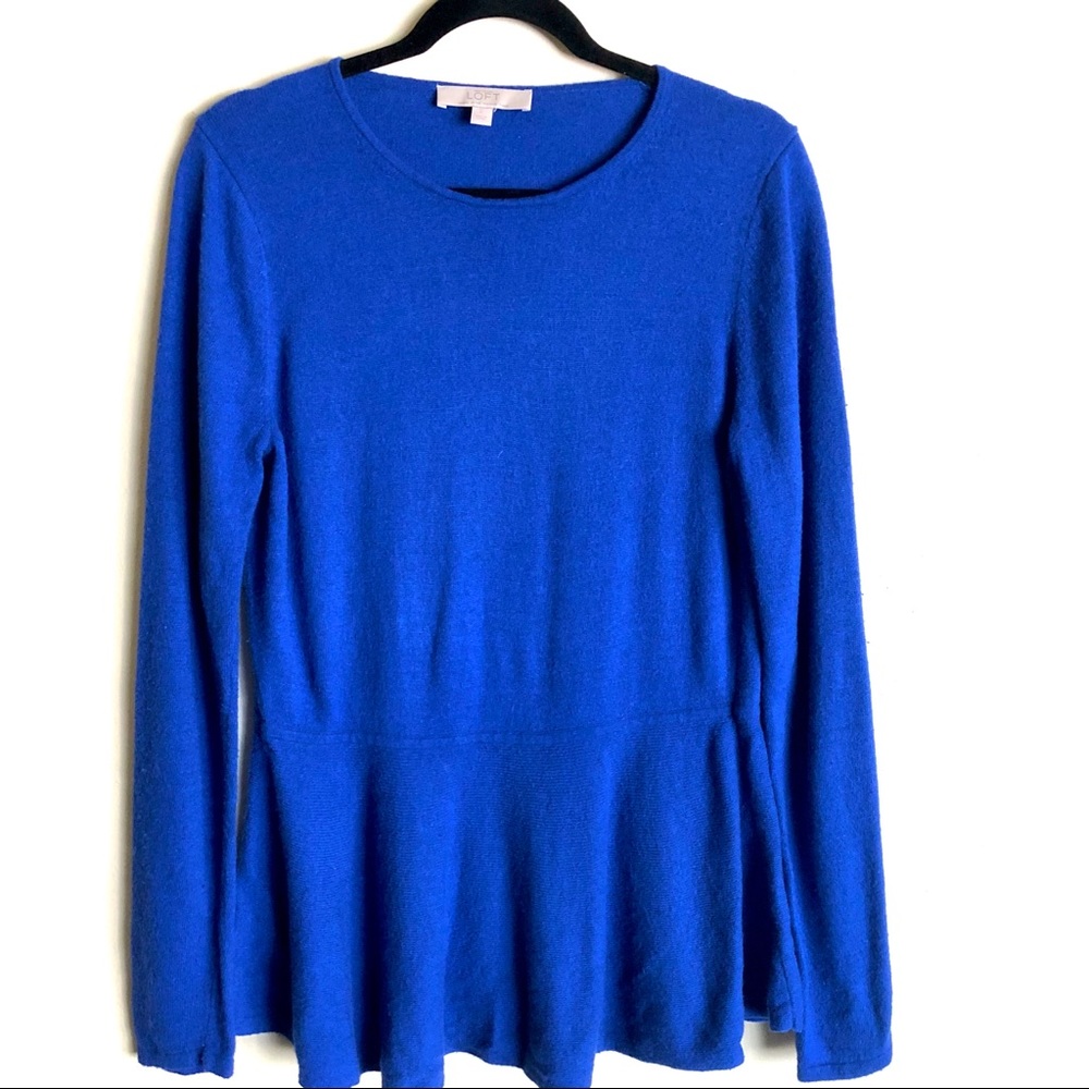 LOFT royal blue peplum cozy elegant sweater